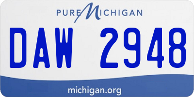 MI license plate DAW2948