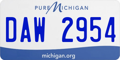 MI license plate DAW2954