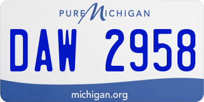 MI license plate DAW2958