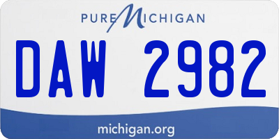 MI license plate DAW2982