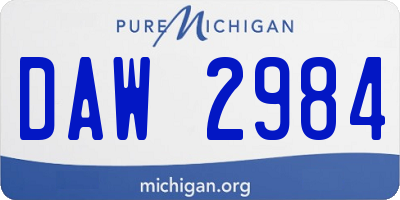 MI license plate DAW2984