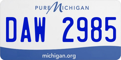 MI license plate DAW2985