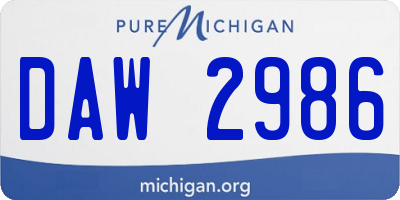 MI license plate DAW2986