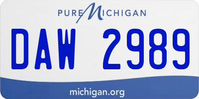 MI license plate DAW2989
