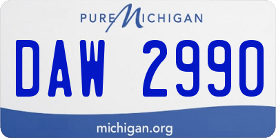 MI license plate DAW2990