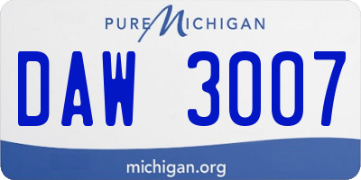 MI license plate DAW3007