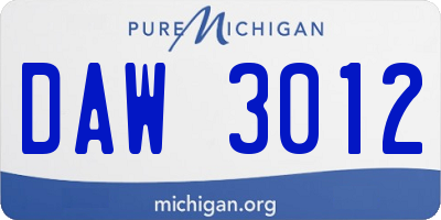 MI license plate DAW3012