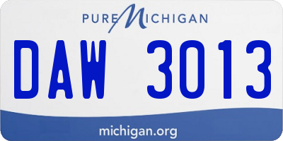 MI license plate DAW3013
