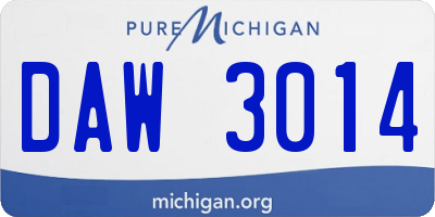 MI license plate DAW3014