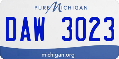 MI license plate DAW3023