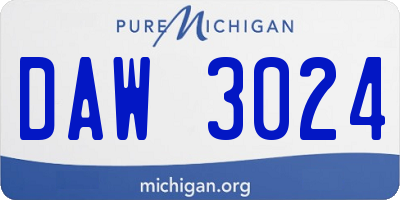 MI license plate DAW3024