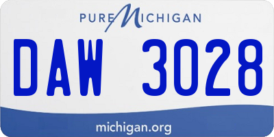 MI license plate DAW3028