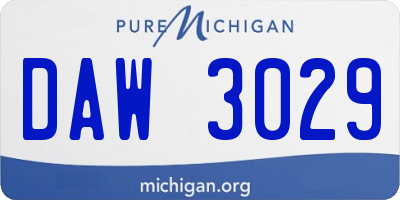 MI license plate DAW3029