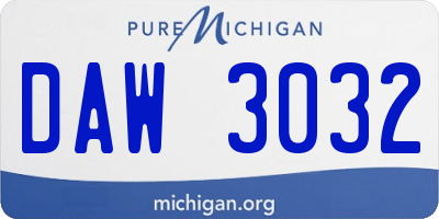 MI license plate DAW3032