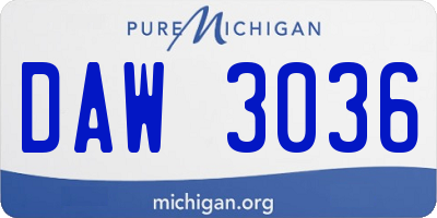 MI license plate DAW3036