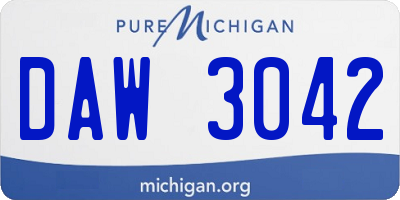 MI license plate DAW3042