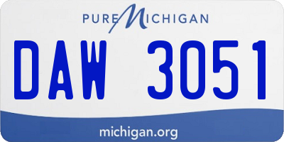 MI license plate DAW3051