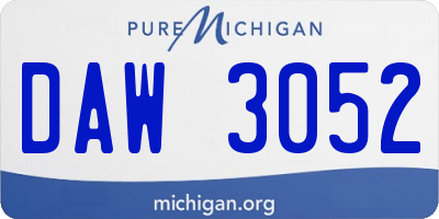 MI license plate DAW3052