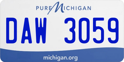 MI license plate DAW3059