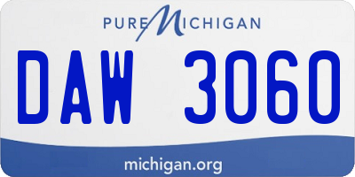 MI license plate DAW3060