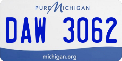 MI license plate DAW3062
