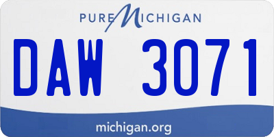 MI license plate DAW3071