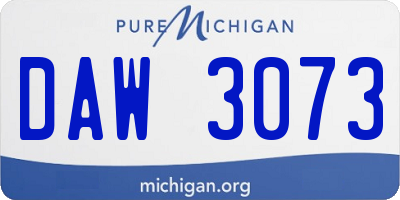 MI license plate DAW3073