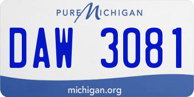MI license plate DAW3081