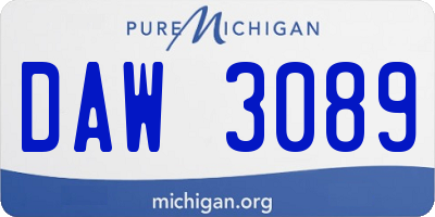 MI license plate DAW3089