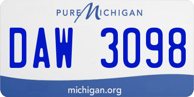 MI license plate DAW3098