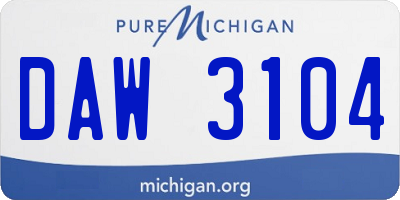 MI license plate DAW3104