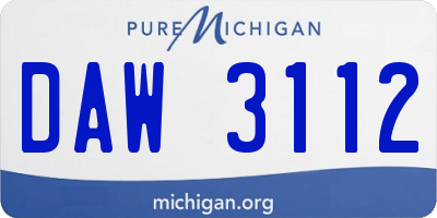 MI license plate DAW3112