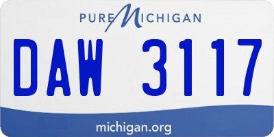 MI license plate DAW3117