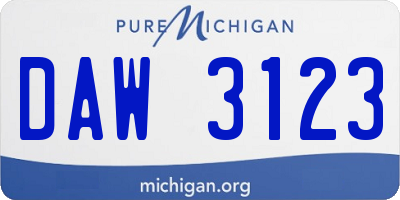 MI license plate DAW3123