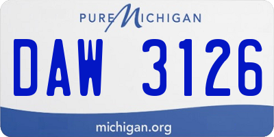 MI license plate DAW3126