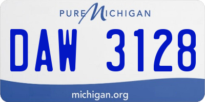 MI license plate DAW3128