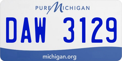 MI license plate DAW3129