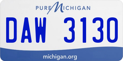 MI license plate DAW3130