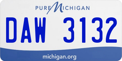 MI license plate DAW3132