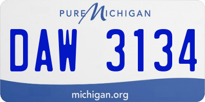 MI license plate DAW3134