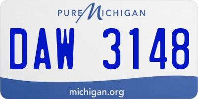 MI license plate DAW3148