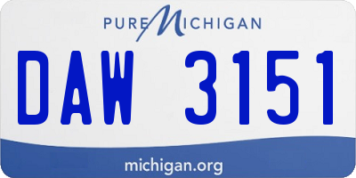 MI license plate DAW3151