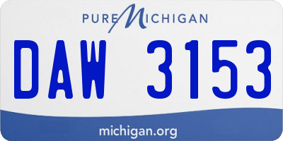 MI license plate DAW3153