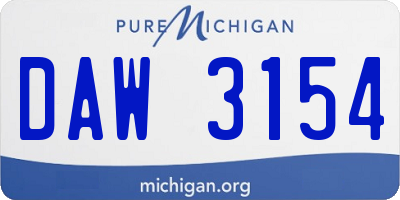 MI license plate DAW3154