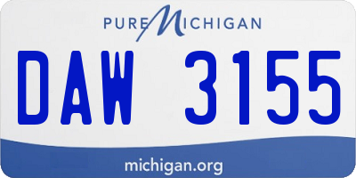 MI license plate DAW3155