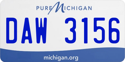MI license plate DAW3156