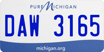 MI license plate DAW3165