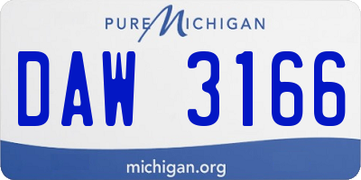 MI license plate DAW3166