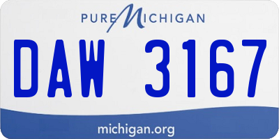 MI license plate DAW3167
