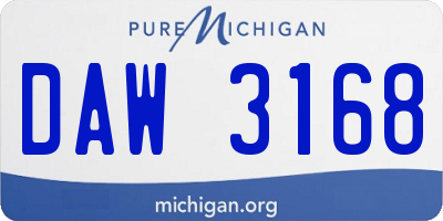 MI license plate DAW3168